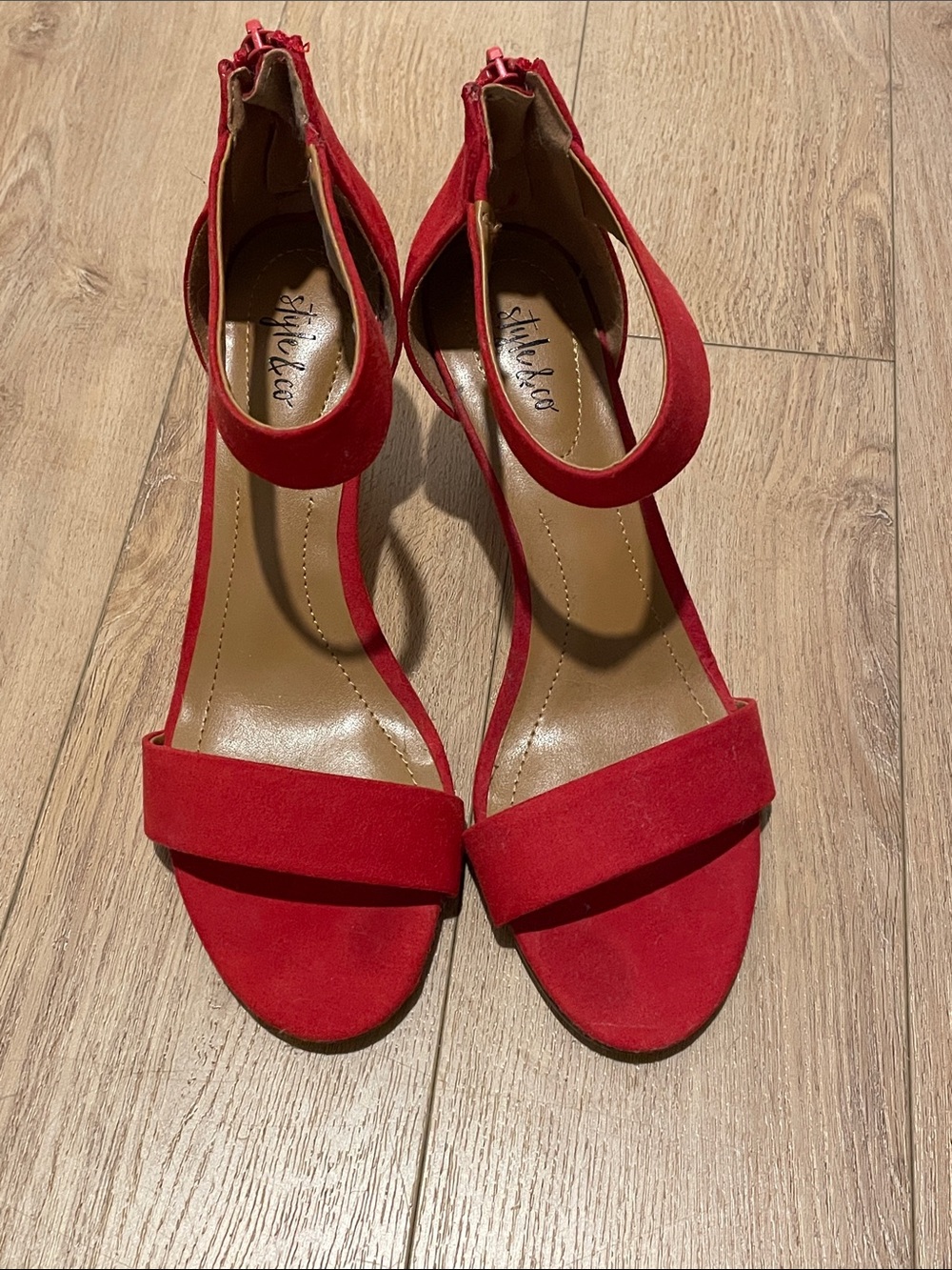 Stylish Red Ankle-Strap Women's Sandals